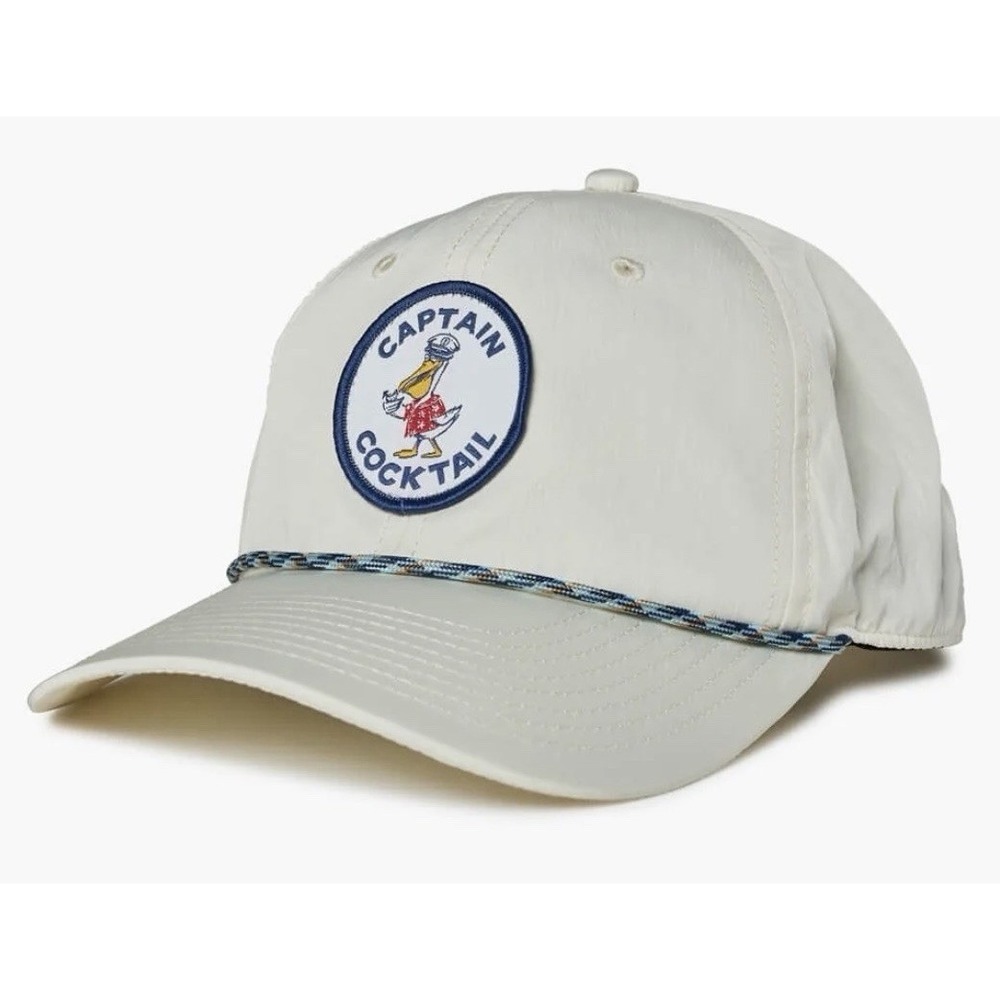 Captain Cocktail Toes On The Nose Snap Rope Hat Beige Boat Yacht Pelican CLEAN